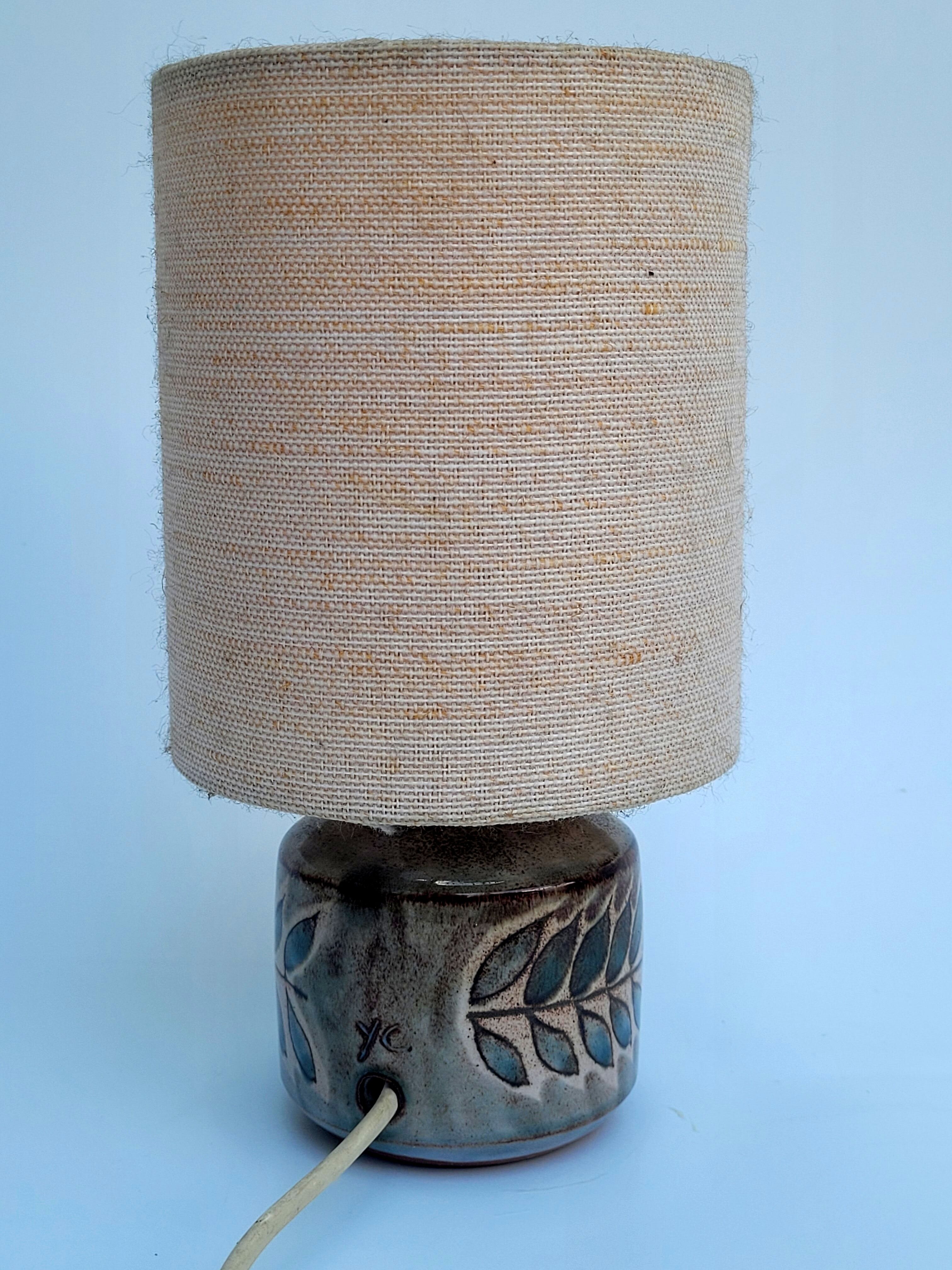 Small ceramic table lamp Vallauris signed YC Yves Clément