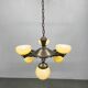Art Deco Chandelier in Czech Brass with Cream Glass, 1920s