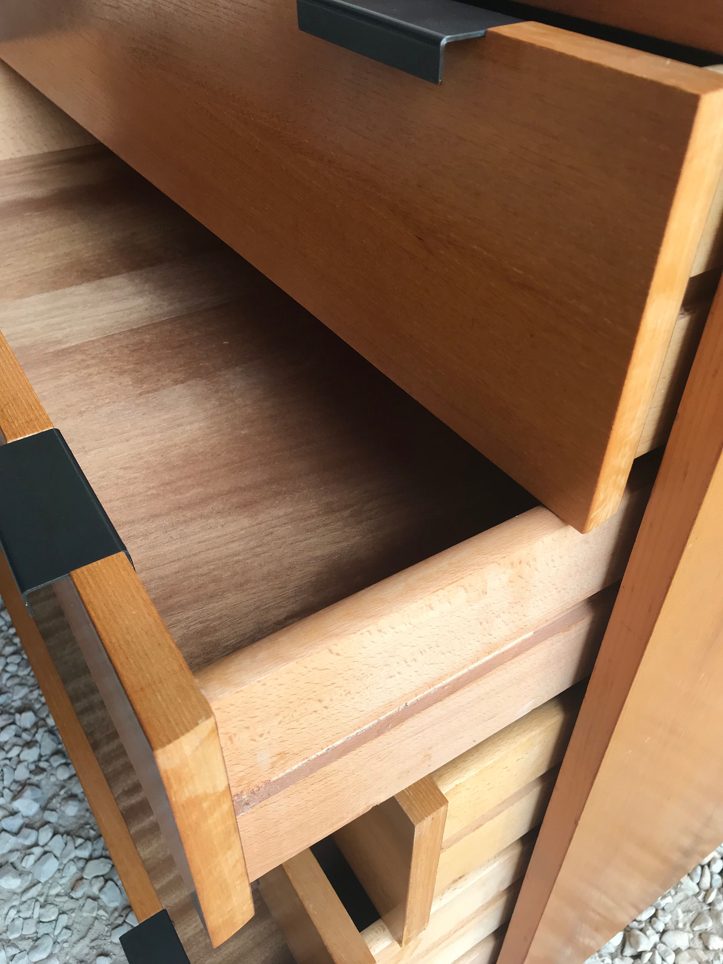 Vintage chest of drawers 1980's blond beech 5 drawers