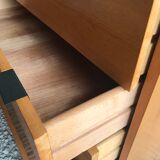 Vintage chest of drawers 1980's blond beech 5 drawers