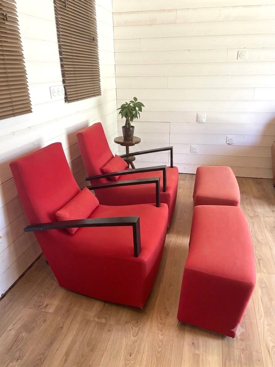 Paire Fauteuil Basculants & Ottoman Ligne Roset - Modèle Neo d'Alban-Sébast