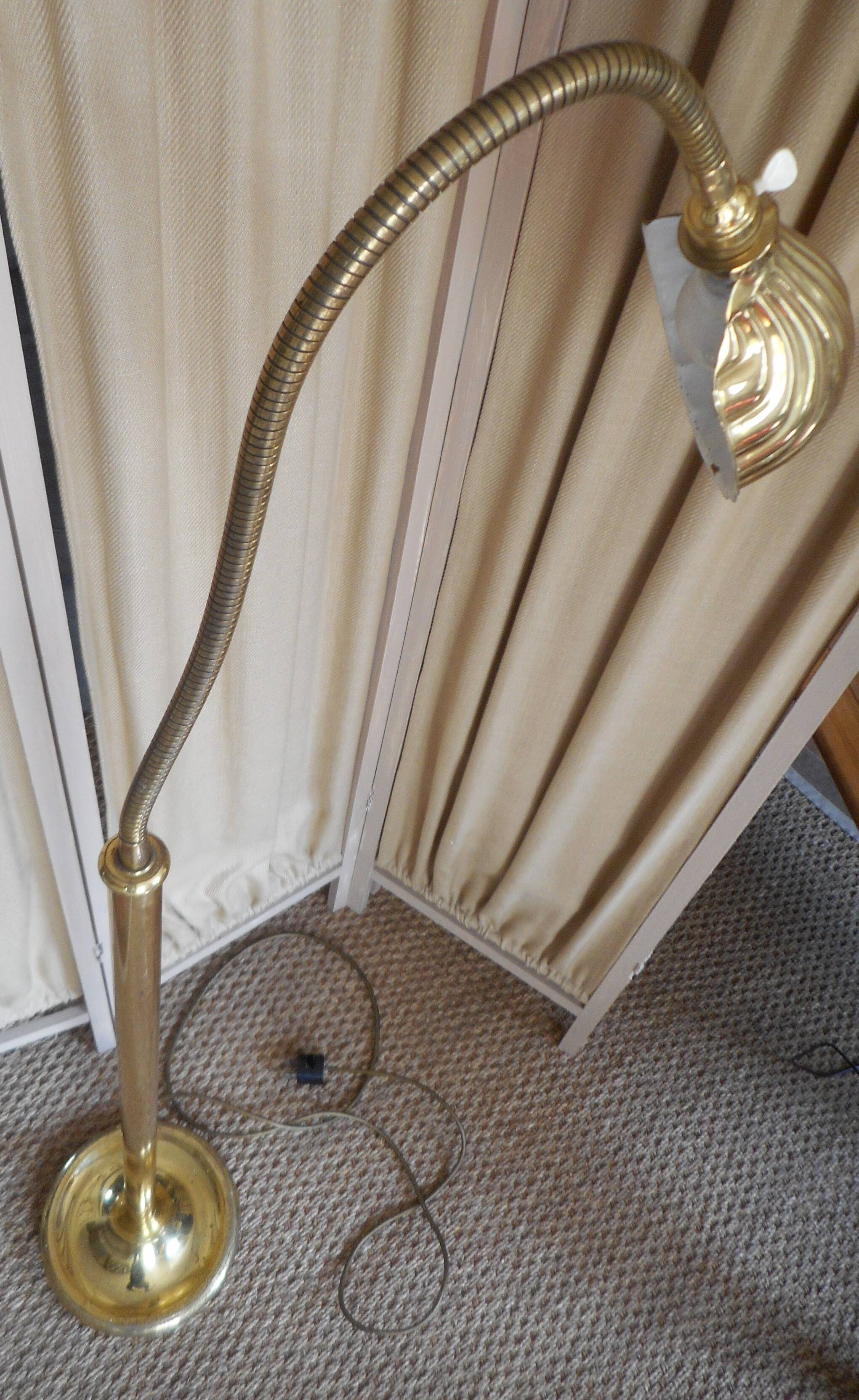 art deco floor lamp in brass shell shape flexible adjustment