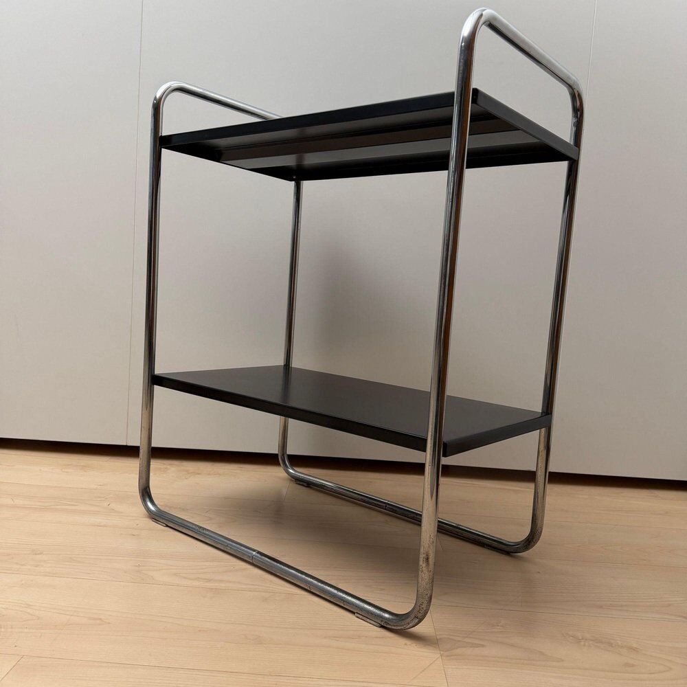 Steel tube side table in black & chrome by Mauser Werke, Germany, 1950