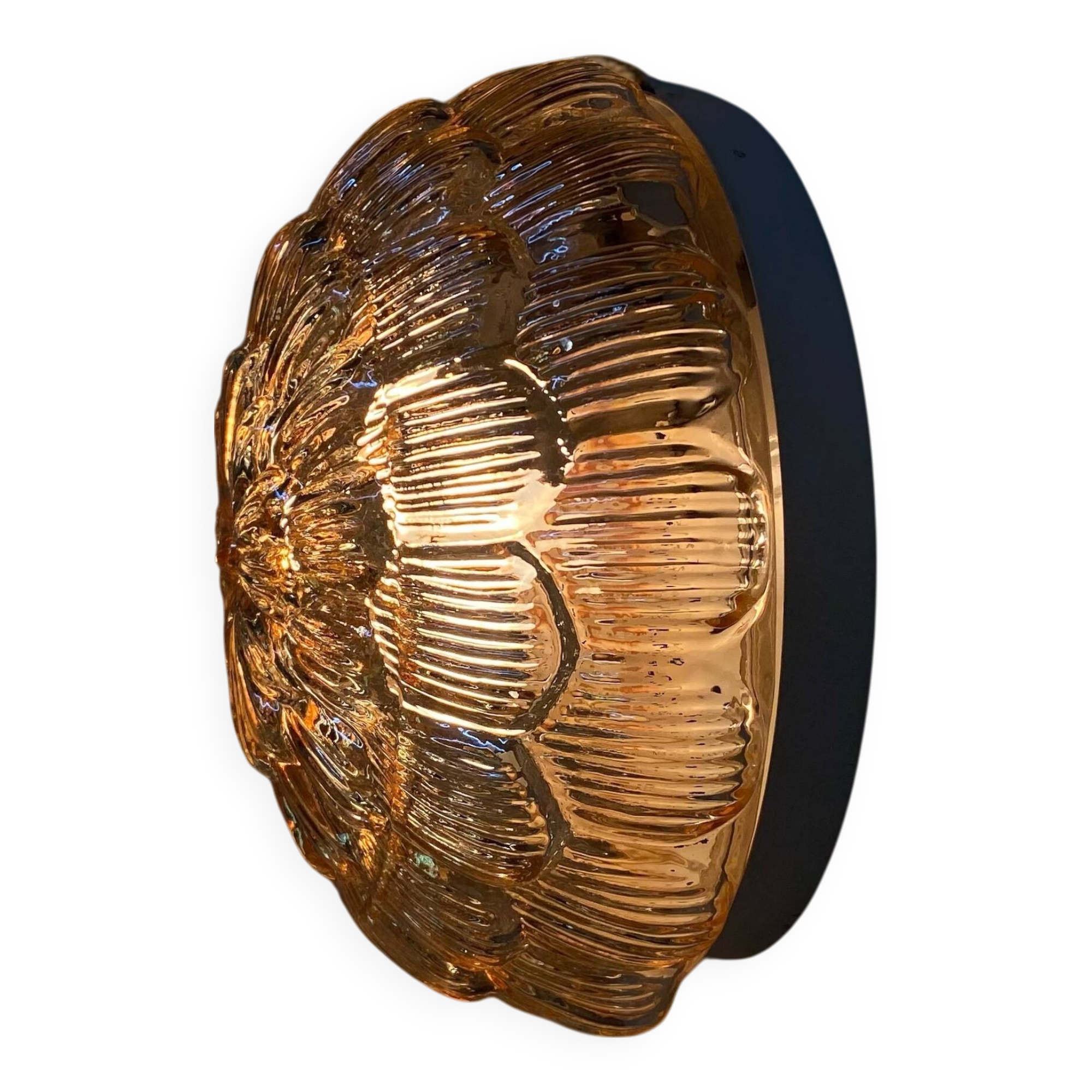 Wall light ceiling light gold glass amber 1970 1980 artichoke