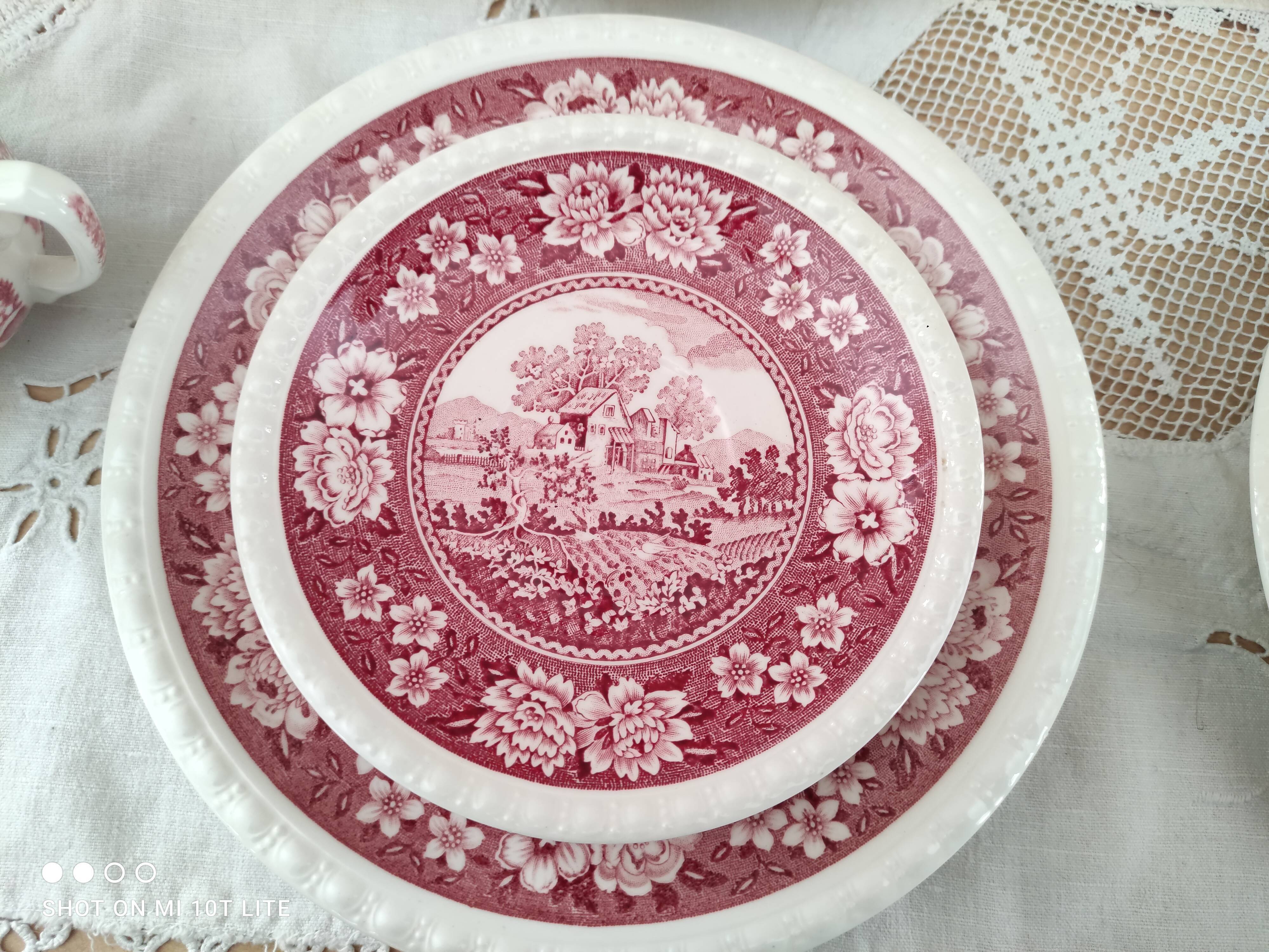Coffee service 12 rooms 4 people Villeroy & Boch model Rusticana red English décor