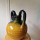 Pottery, jar, old jug in yellow and green glazed terracotta