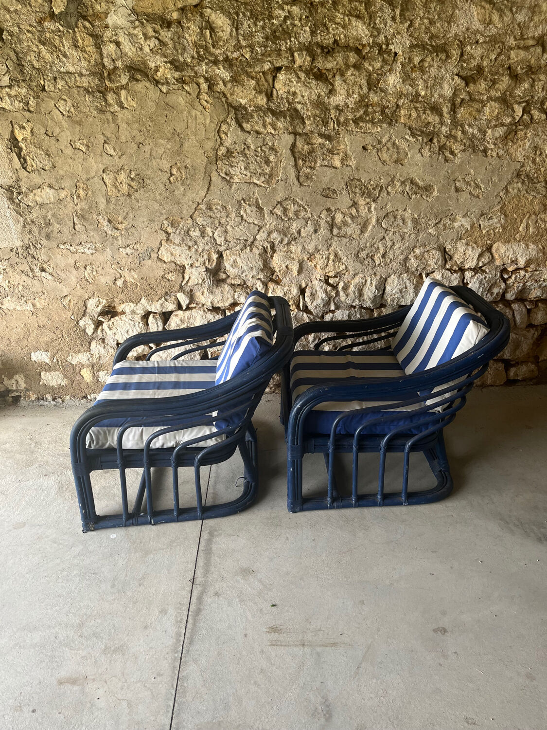 Pair of rattan armchairs 60s