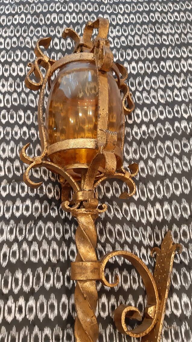 Pair of wrought iron torches