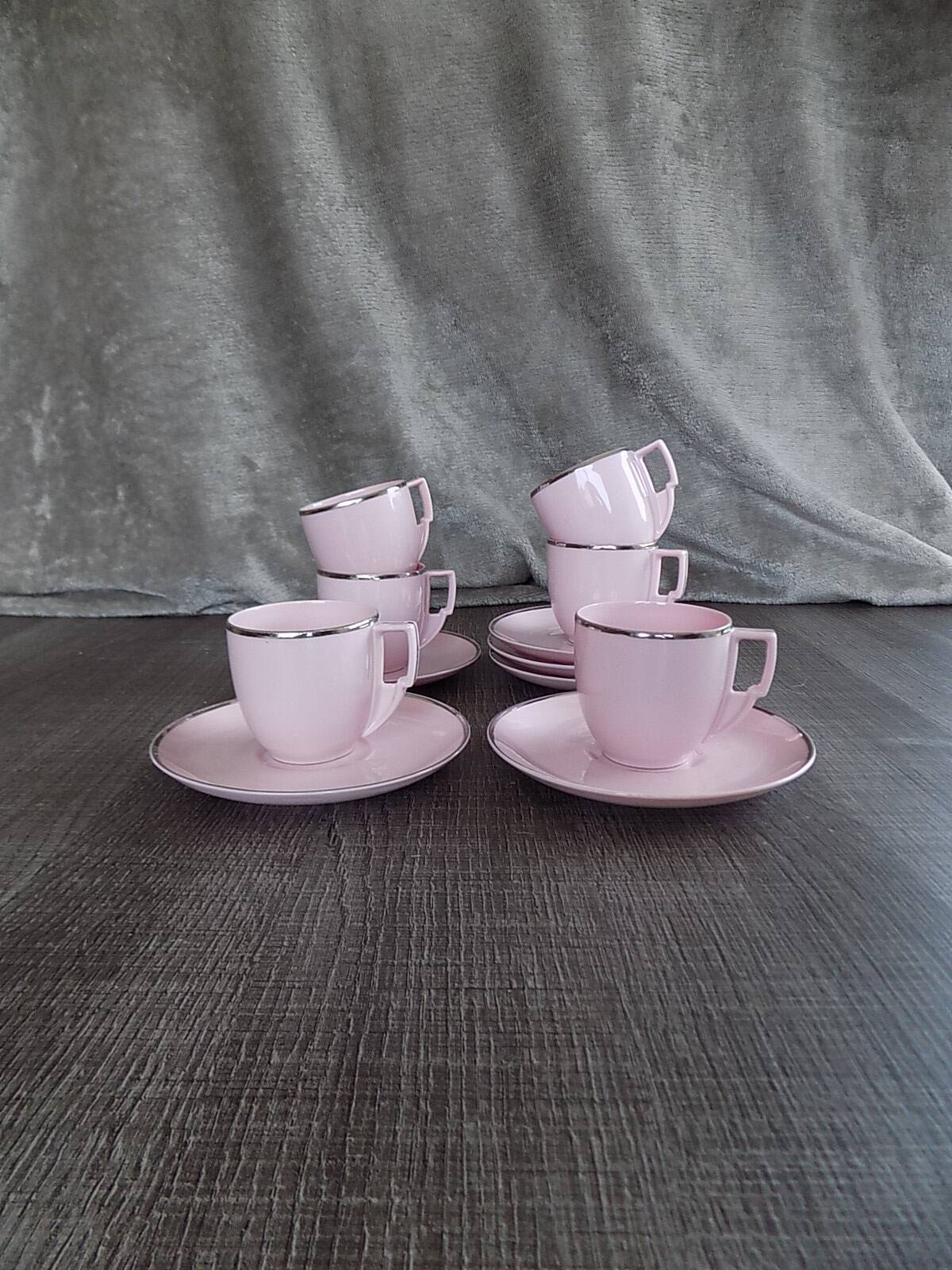 Powder pink cups and saucers