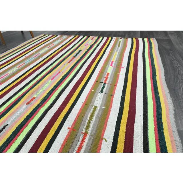1970s Vintage Turkish Oushak Handmade Wool Cotton White Area Rug 178x289