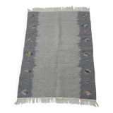 Ethnic Tribal Grey Berber Kilim Rug with Traditional Pattern
