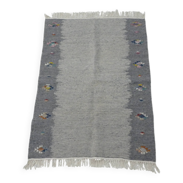 Tapis Kilim Berbère Ethnique Tribal Gris Motif Traditionnel