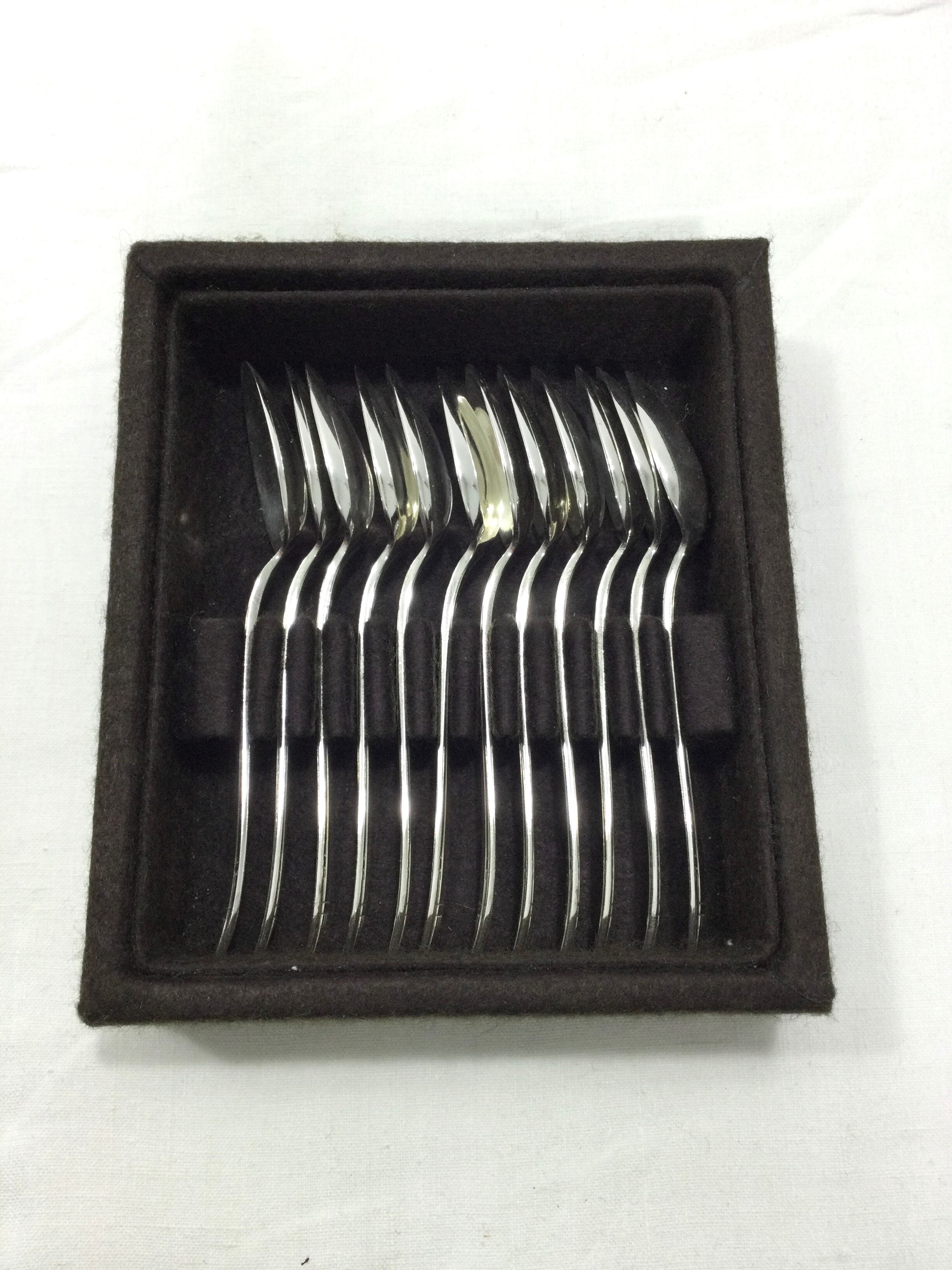 12 art deco mocha spoons made of silver metal