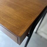 Desk in wood and black metal design 1950