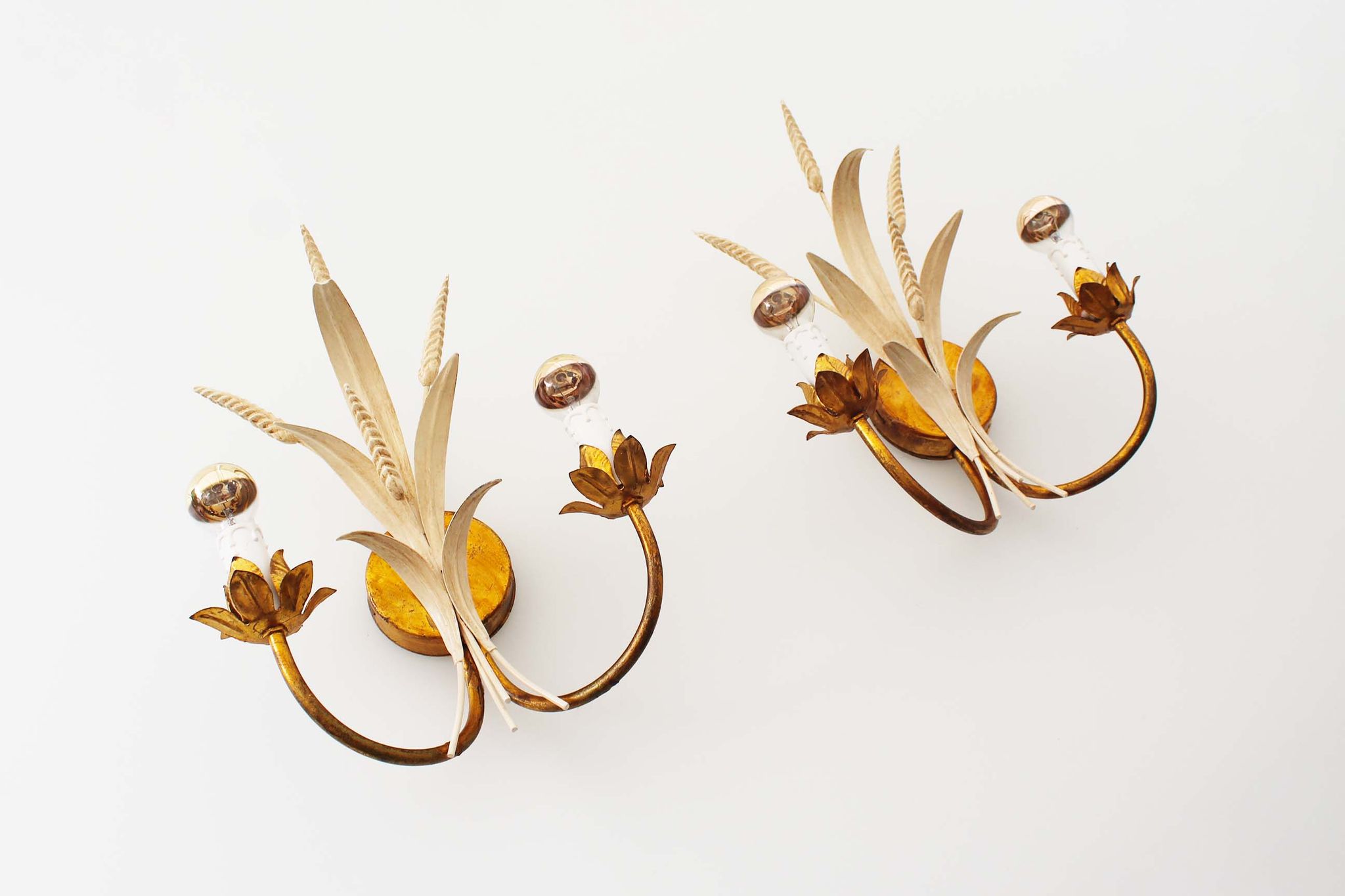 Pair of Vintage Gilt Sheaf of Wheat Scones by Hans Kögl