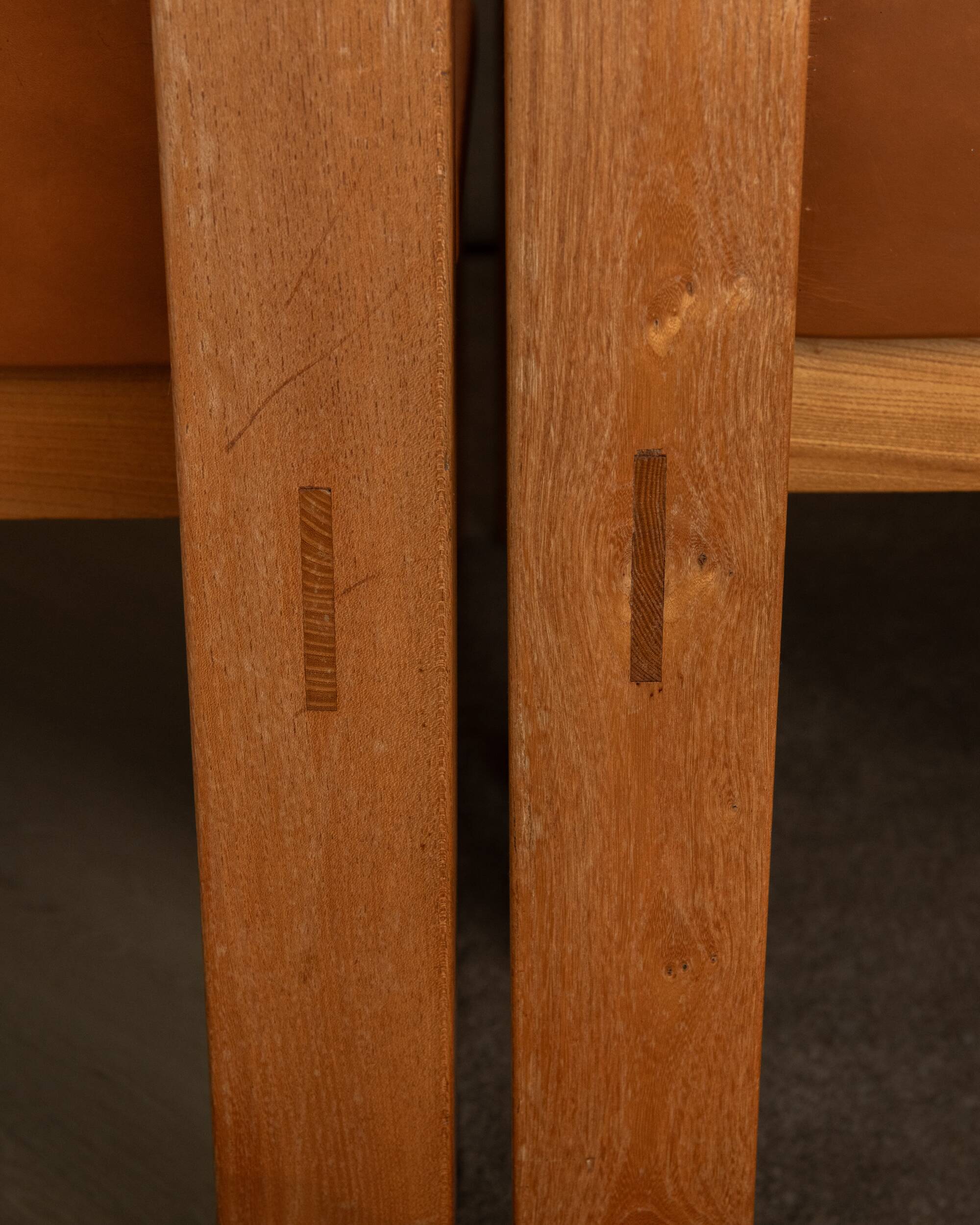 Wood Leather Dining Chairs Luigi Gorgoni Roche Bobois, 1970s, Set of 7