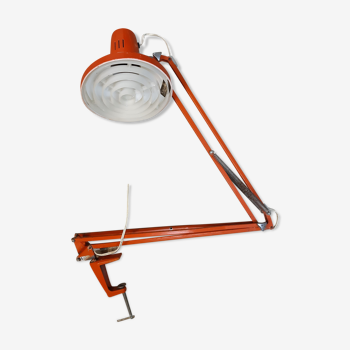 Architect lamp in orange metal Ledu brand, vintage 70s