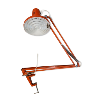 Lampe d'architecte en métal orange marque Ledu vintage 70s