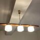 Vintage teak, brass and glass chandelier