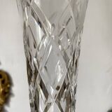 Vase tulipe en cristal ciselé  et argent 23 cm