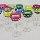 Set of 6 Val Saint Lamb crystal colored wine glasses