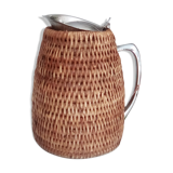 1980s rattan stainless steel pitcher