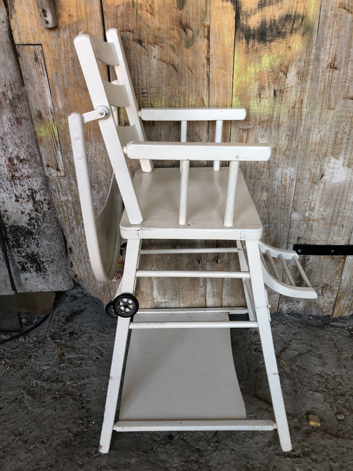 High chair bebe baumann vintage white wood