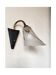 1950s wall lamp, metal, flexible brass stem and opaque shade.