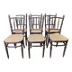 Suite de 6 chaises bistrot en cannage Fischel
