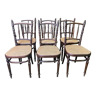 Suite de 6 chaises bistrot en cannage Fischel