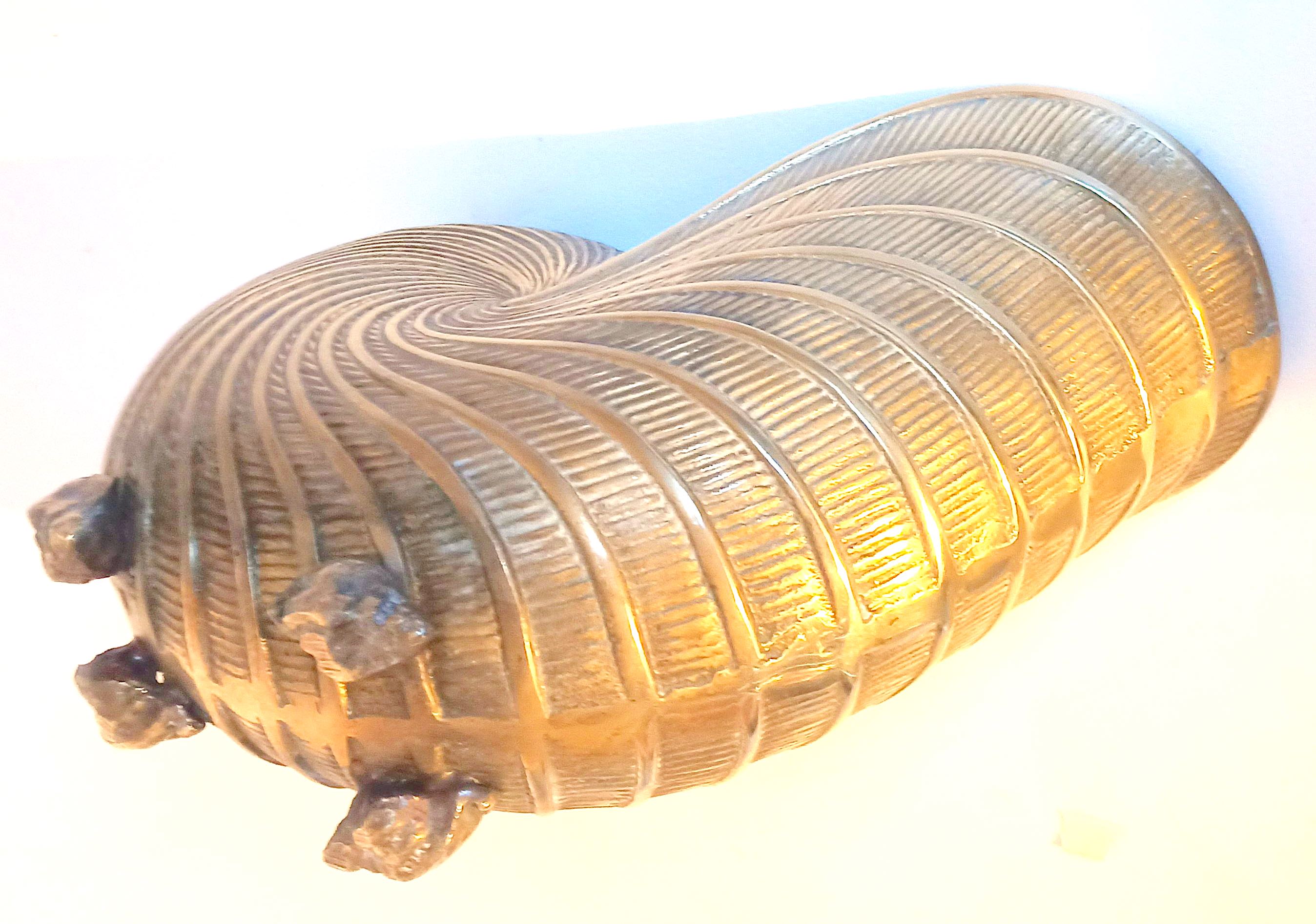 Champagne bucket shell shape Nautilus Giovanni Patrini brass Width 23.3 cm