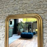 Antique mirror 136.5/98cm Louis-Philippe pearl-gilded with gold leaf.