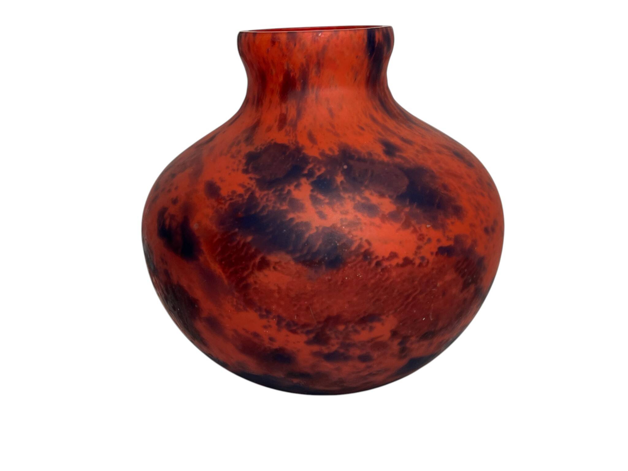 Art Deco, marbled glass round vase by Delatte Nancy circa 1930