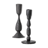 Black metal candlesticks poured out of iron