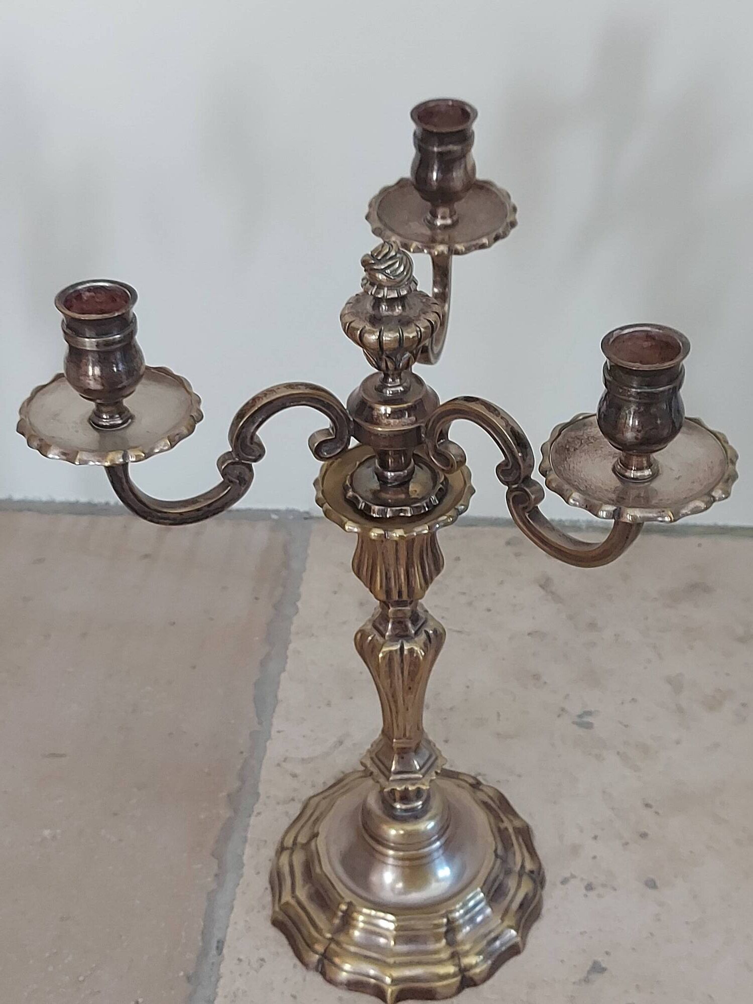 Set of 2 silver metal chandelier Louis XVI style