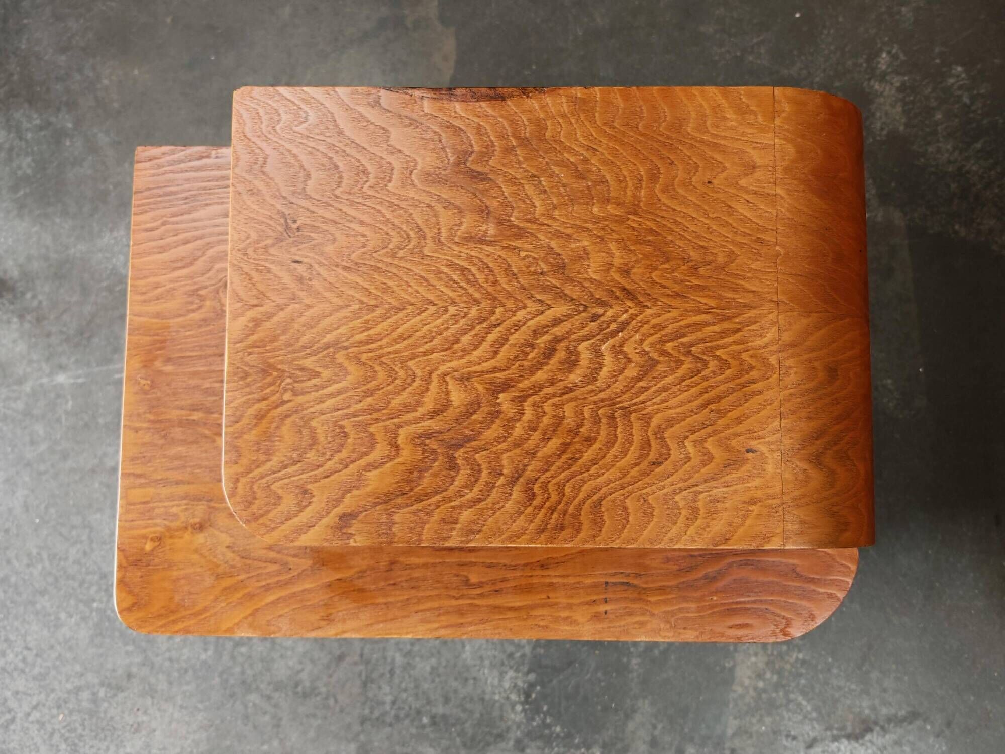 Pair of Art Deco bedside tables renovated in ash, 1930s.