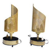Pair of perforated metal lamps in Mategot style from the 1950s.