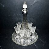 Service à liqueur ancien en verre moulé, Allemagne