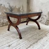 Empire style marble and mahogany coffee table