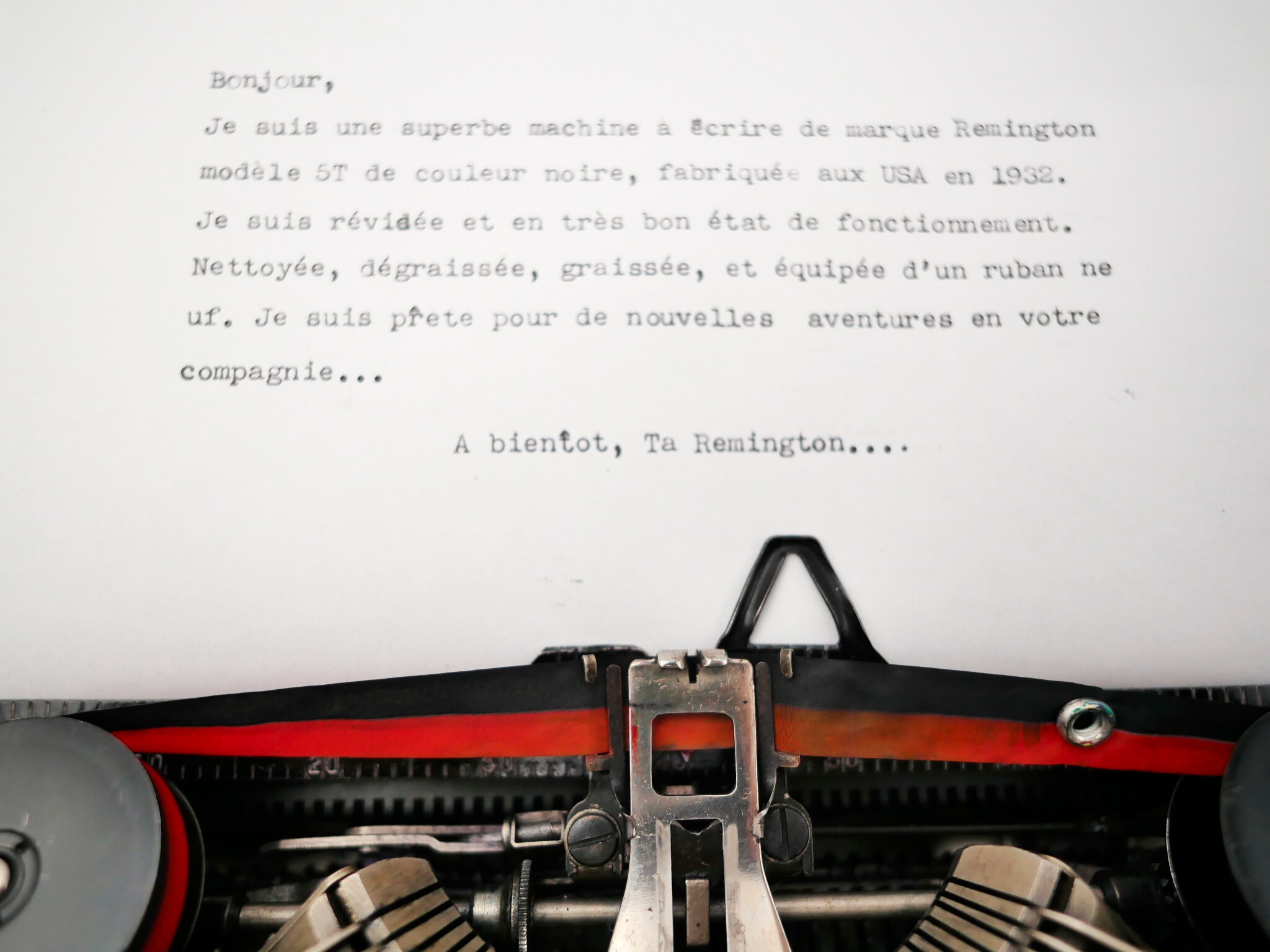 Typewriter Remington model 5T black usa revised ribbon new