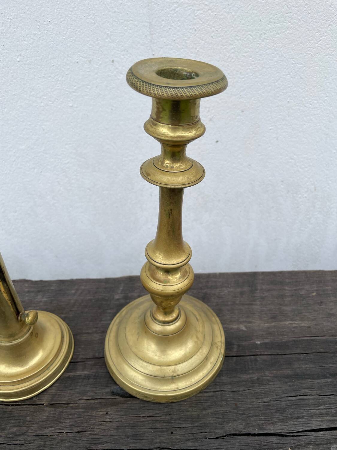 Set of gold-plated brass candlesticks