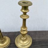 Set of gold-plated brass candlesticks