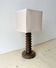 Rustic wooden turned lamp base from the 1950s, vintage rustic lighting.