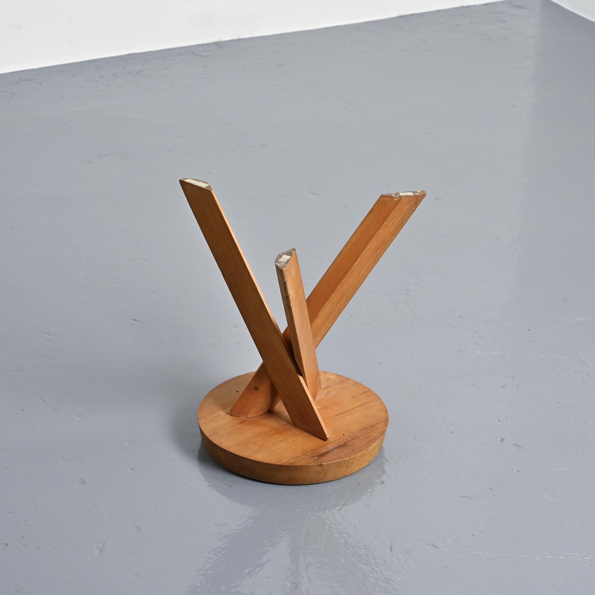 Original S31 stool in solid elm by Pierre Chapo, circa 1980.