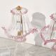 Ensemble de 2 lampes de table roses en verre de Murano.
