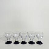 6 Faceted Aubergine Stemmed Glasses