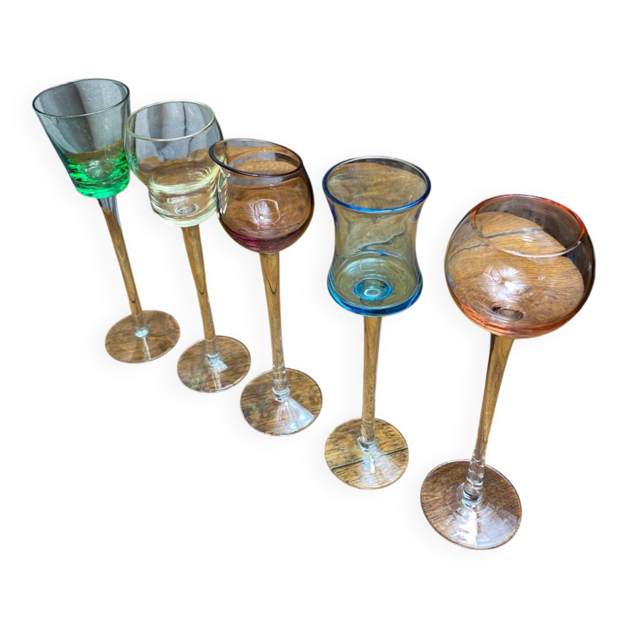 Blown glass liqueur glasses