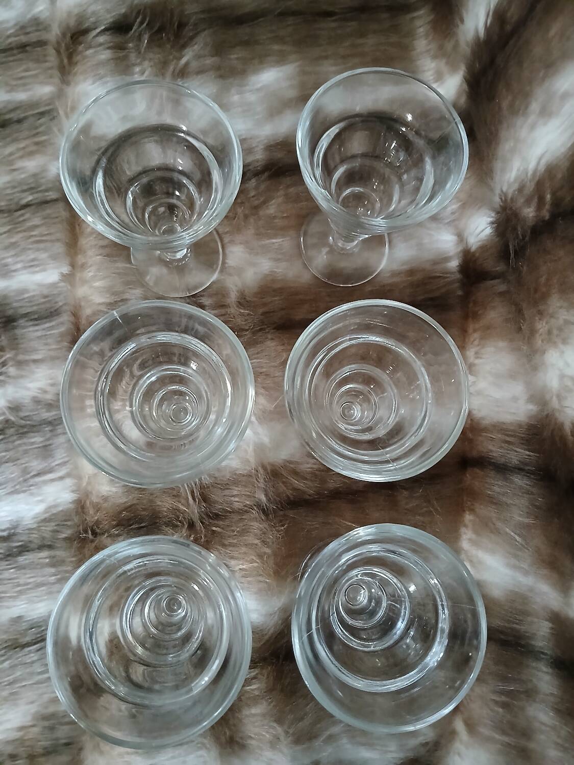 6 vintage Duralex stemmed glasses