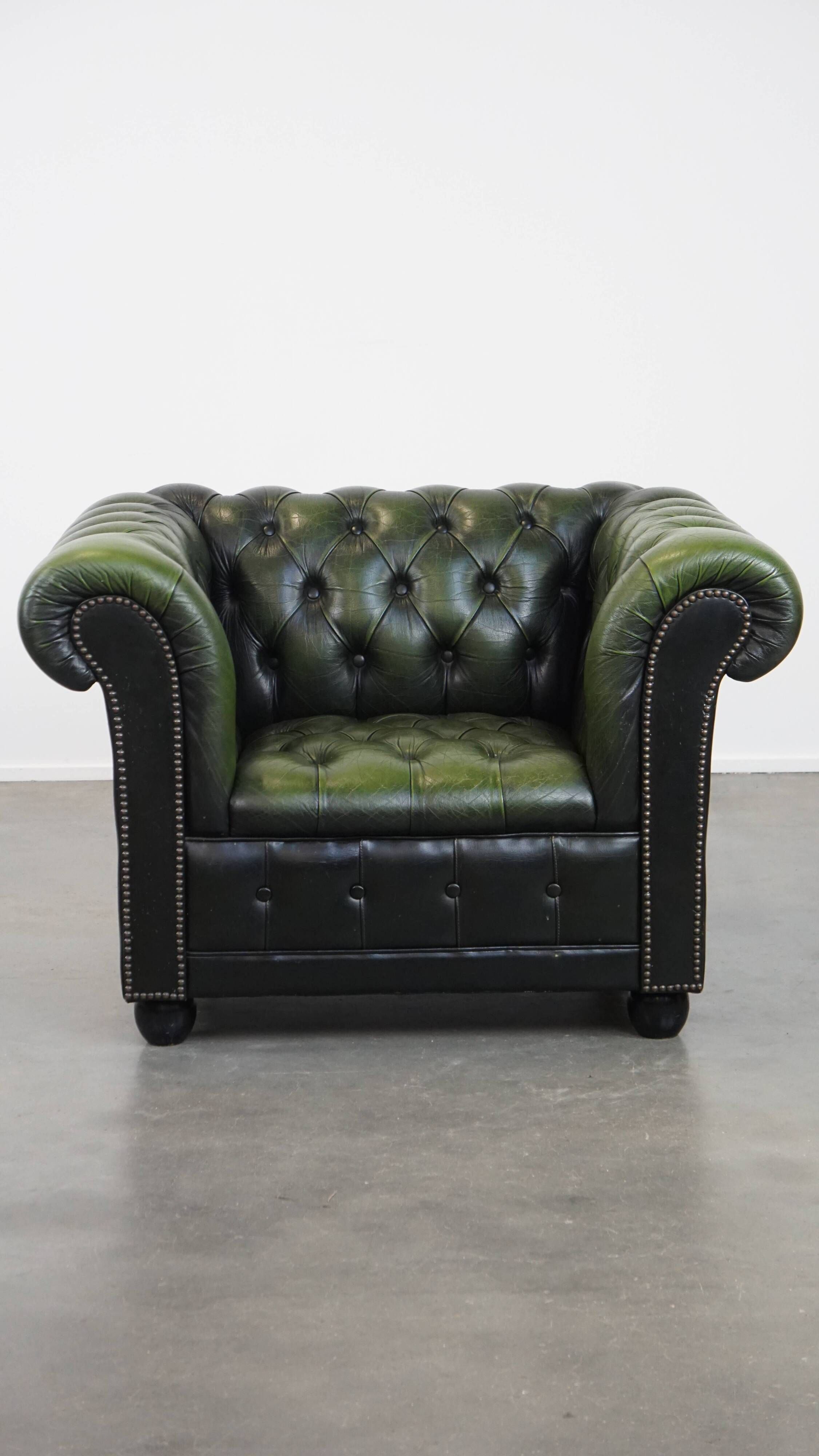 Green English Vintage Chesterfield Club Chair