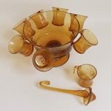 Service for punch or sangria 70s glassware Biot 8 cups